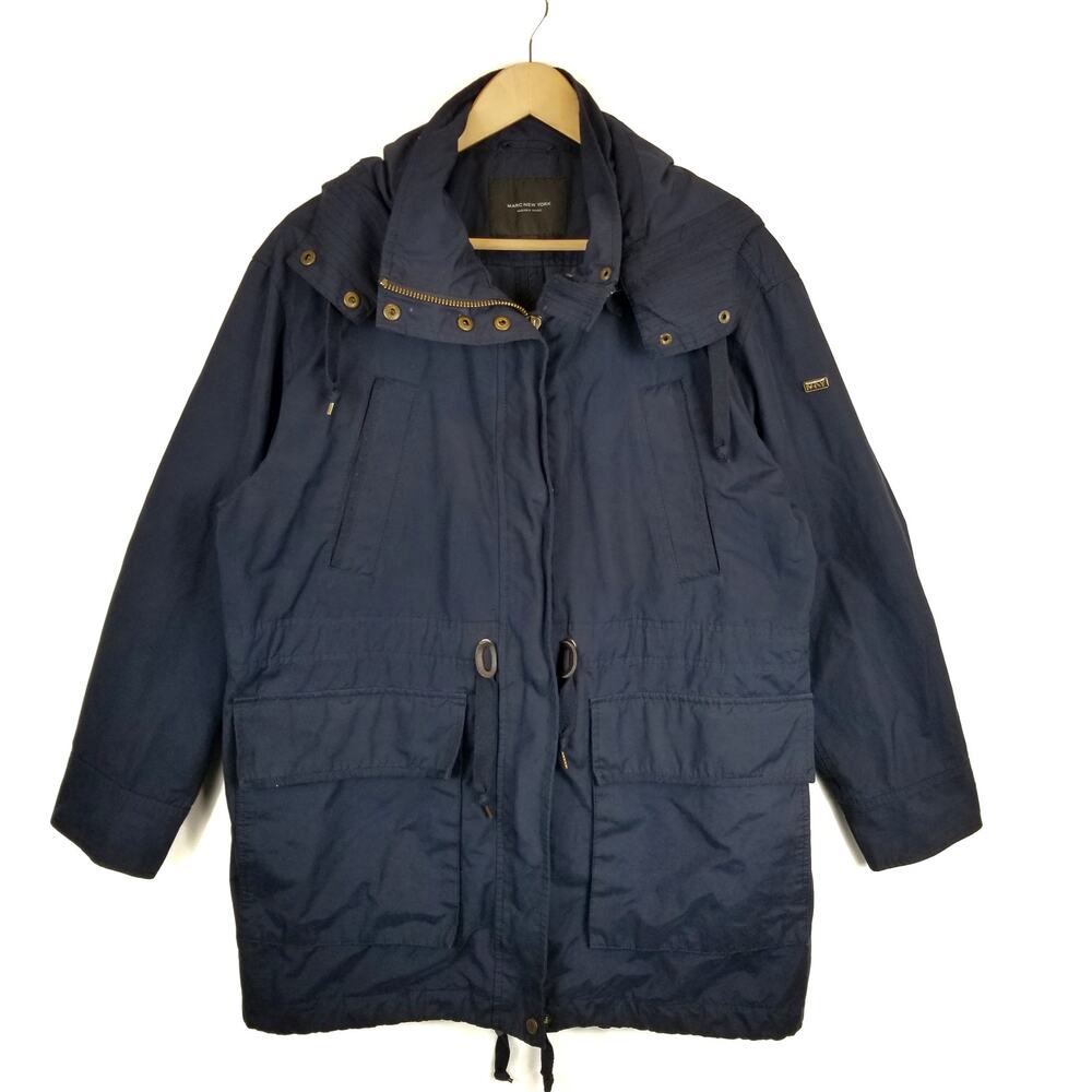 Marc New York Women's Navy Blue Hooded Jacket Size L Large